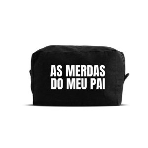 Necessaire preto (100% algodão) "As merdas do meu Pai"