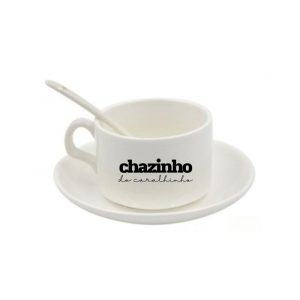 Conjunto Chá "chazinho do caralhinho" (chávena, prato e colher) - COLEÇÃO "CHAVENAS TERAPÊUTICAS"