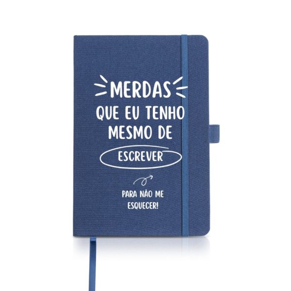 Bloco A5 (folha lisas) c/ fitilho, elástico e suporte de esferográfica (Disponível em preto ou azul) - Image 2