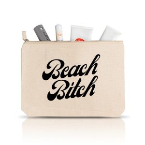 Bolsa grande "Beach Bitch" c/ bolsa interior (100% algodão)