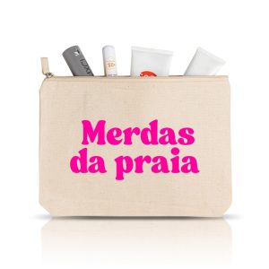 Bolsa grande "merdas da praia" c/ bolsa interior (100% algodão)
