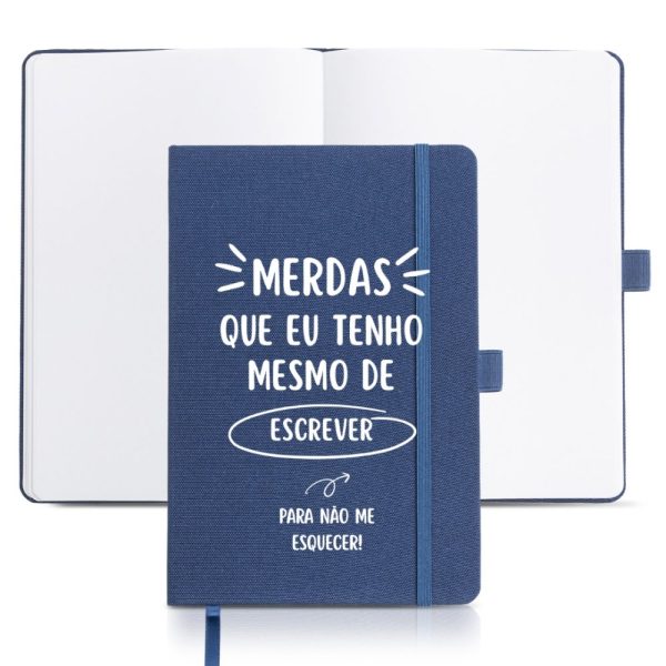 Bloco A5 (folha lisas) c/ fitilho, elástico e suporte de esferográfica (Disponível em preto ou azul) - Image 3